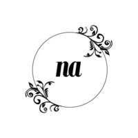 Initial NA logo monogram letter feminine elegance vector