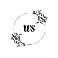 Initial WS logo monogram letter feminine elegance vector