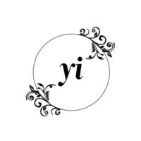 inicial yi logo monograma carta elegancia femenina vector