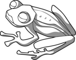 Sketch of a glass frog. Vector drawing in shades of gray. For coloring and design books.