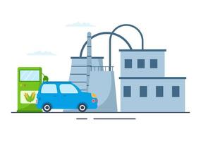 Biofuel Life Cycle of Natural Materials and Plants with Green Barrels or Biogas Production Energy in Flat Cartoon Hand Drawn Templates Illustration vector