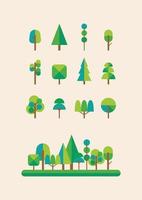 2d view and Isometric trees forest vector