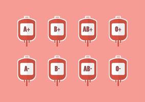 Blood bags with blood types vector illustration