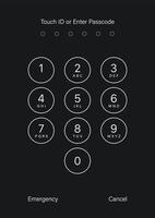 Touch ID or enter passcode screen vector