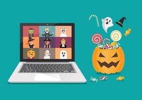 concepto de fiesta de halloween en línea vector