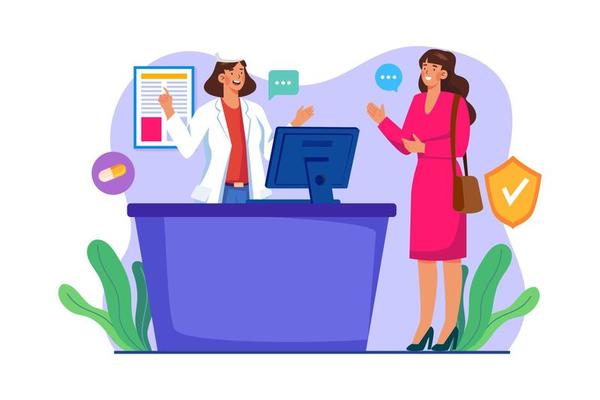 Clinic Reception Illustration concept on white background