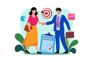 Woman and man  business contract