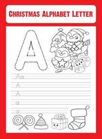 Merry Christmas Alphabet Letter Tracing vector