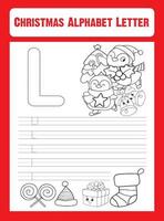 Merry Christmas Alphabet Letter Tracing vector