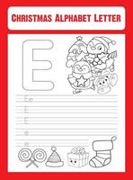 Merry Christmas Alphabet Letter Tracing vector