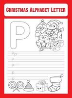 Merry Christmas Alphabet Letter Tracing vector