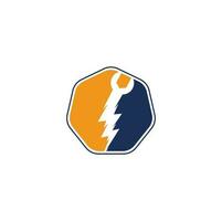 Flash Repair Logo Template Design Vector. Wrench thunder logo vector