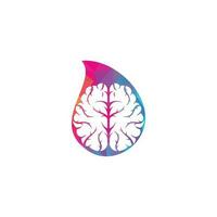 diseño del logotipo del concepto de forma de gota cerebral. lluvia de ideas poder pensamiento cerebro logotipo icono vector