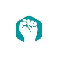 Fist hand power logo. Protest strong fist raised fight logo vector