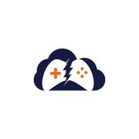 Thunder game cloud shape concept logo design. Game control with lightning icon logo vector