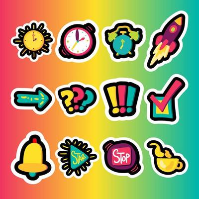 Time management flat illustrations set