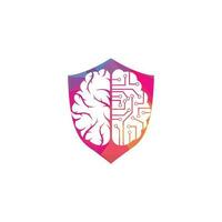 diseño del logotipo de conexión cerebral. plantilla de logotipo de cerebro digital. vector