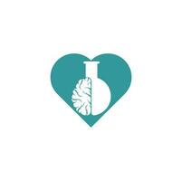 Brain Lab heart shape concept Logo design vector