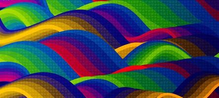 Abstract Colorful Rainbow Wave with Mosaic Textured Background vector