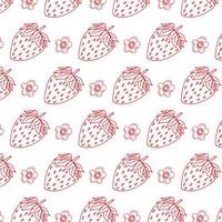 Strawberries hand drawn pattern background vector