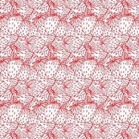 Strawberries hand drawn pattern background vector