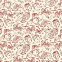 Hand drawn outline strawberry pattern. Vector illustration.