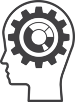 human head and cog illustration in minimal style png