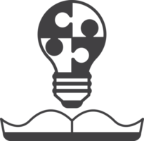 light bulb with jigsaw and book illustration in minimal style png