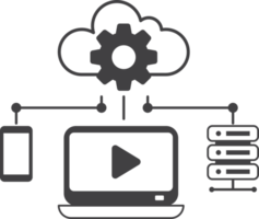 laptop and cloud connection illustration in minimal style png