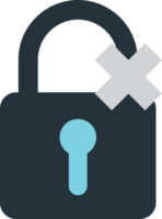 padlock and wrong mark illustration in minimal style png