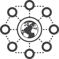 globe and connection illustration in minimal style png