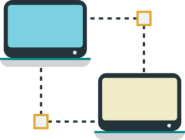 ilustración de computadora portátil y sincronización en estilo minimalista png