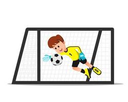 a young goalkeeper makes a save vector