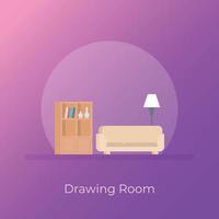 Trendy Drawing Room vector