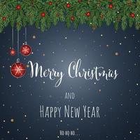 Christmas and New Year background greeting card. Vector illustration