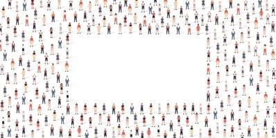 Crowd people pattern set in flat style. Vector illustration men and women isolated on white background