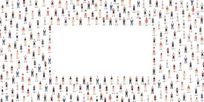 Crowd people pattern set in flat style. Vector illustration men and women isolated on white background