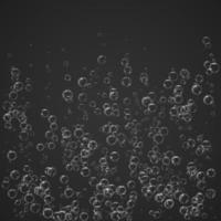 Bubbles stream under water fizzing sparkles soda pop, champagne. Vector illustration on transparent background