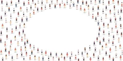 Crowd people pattern set in flat style. Vector illustration men and women isolated on white background