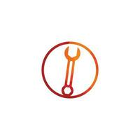 wrench logo design template vector. Wrench repair logo icon with swoosh graphic element vector