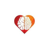 Brain connection heart shape concept logo design. digital brain logo template. vector