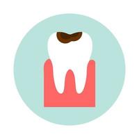 Flat illustration with caries. Dental care, dentistry concept. Medical treatment. vector