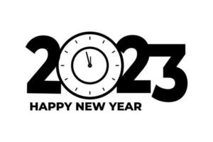 Happy new year 2023 clock new year design vector