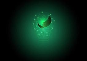 Ecology and sustainable environment concept. Light bulb polygon with glowing plant. Vector illustration.