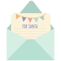 Christmas letters in an open envelopes for Santa.The children message for Santa Claus. vector