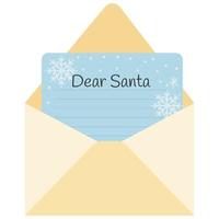 Christmas letters in an open envelopes for Santa.The children message for Santa Claus. vector