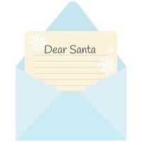 Christmas letters in an open envelopes for Santa.The children message for Santa Claus. vector