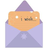 Christmas letters in an open envelopes for Santa.The children message for Santa Claus. vector