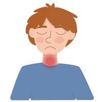 Sick man having sore throat symptom. Man unwell.Man holds on to his throat. vector