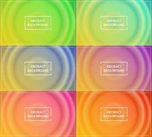 seis conjuntos de fondo abstracto de gradiente radial de círculo amarillo. estilo simple, borroso, brillante, moderno y de color. verde, azul, morado, rosa y rojo. uso para página de inicio, backgdrop, papel tapiz, banner o volante vector